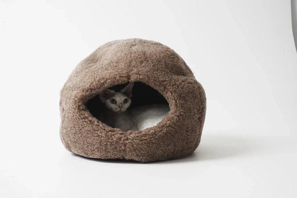 Dôme Nest en Laine Naturelle – Beige | Cocon Artisanal pour Animal